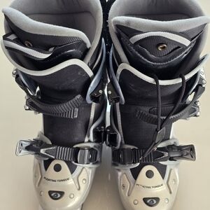 Black and Gray Ski Boots with Buckles